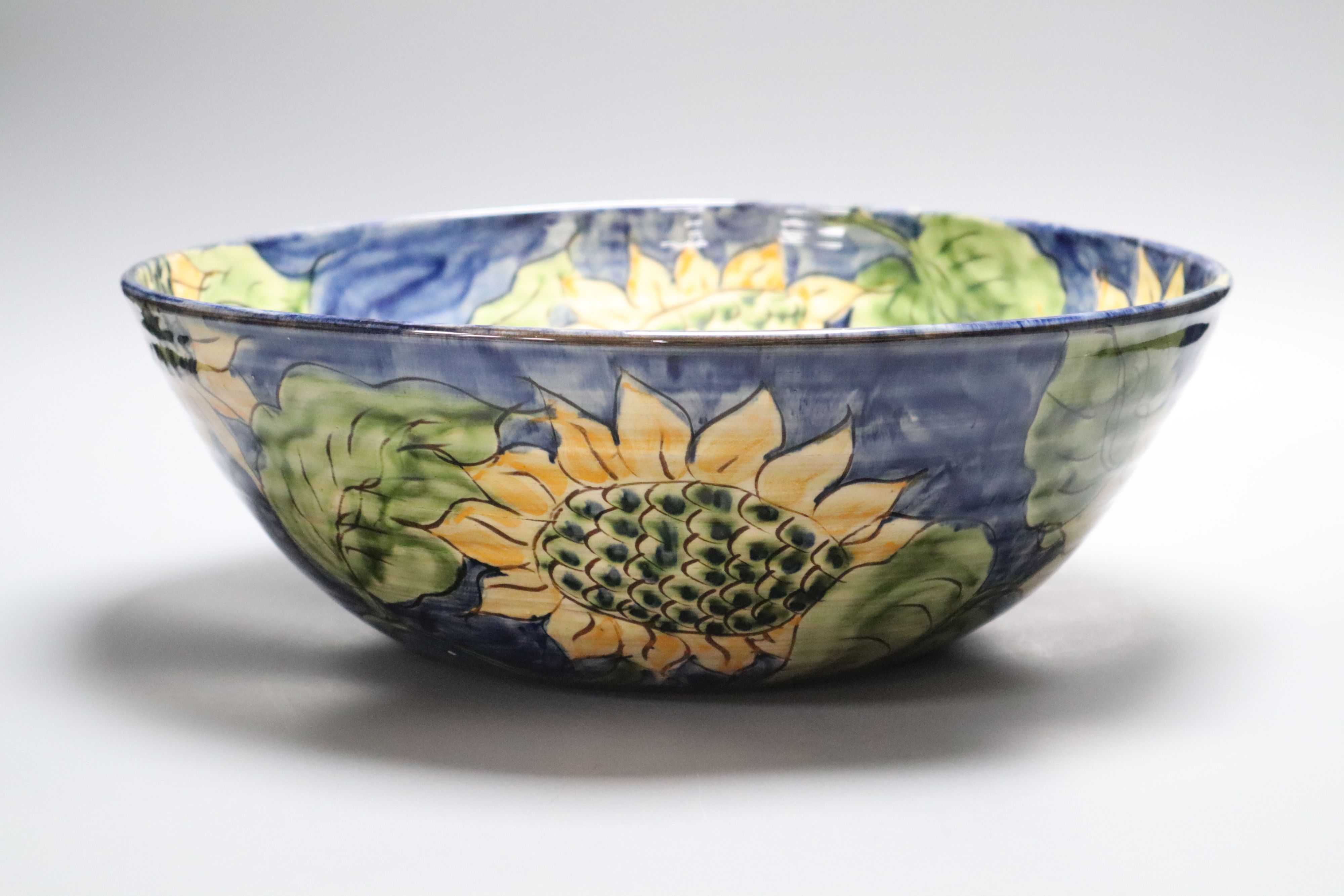 A Paul Jackson studio pottery Sunflower bowl, signed, diameter 36cm